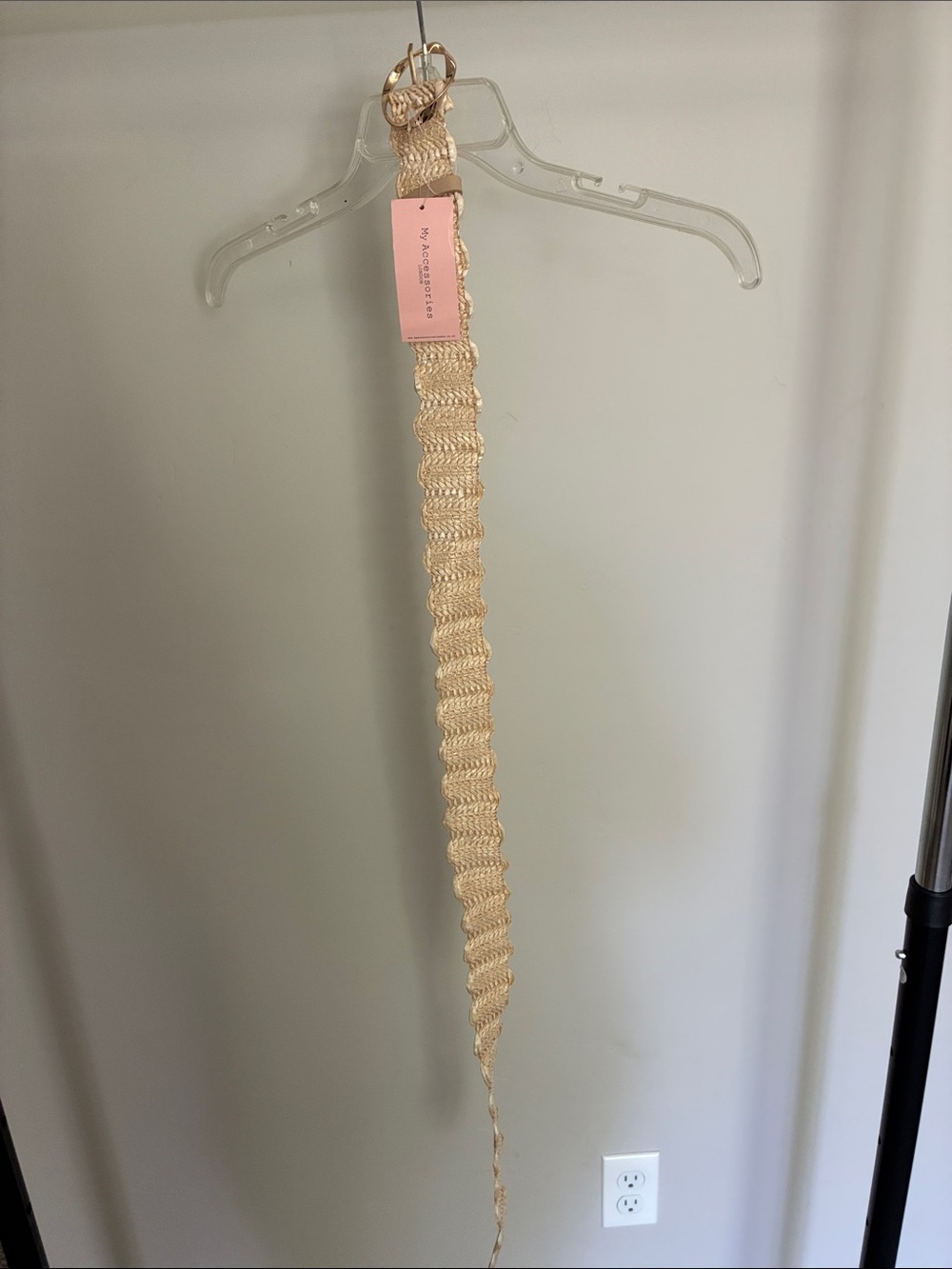 Woven Cream Belt with Gold Buckle